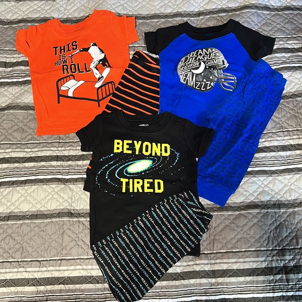 3 Crazy 8 Toddler Boy 6-12 Months Snug Fit Pajama Sets